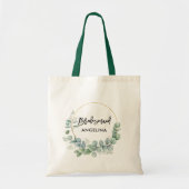 Bodemvormig bruine bruidsmeisje in penseelscript tote bag (Voorkant)