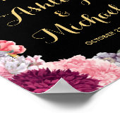 Bodemwaarneming Burgundy Floral Stripes Poster (Hoek)