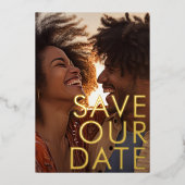 BODEN | Ultra Modern Gold Photo Save Our Date Folie Uitnodiging (Voorkant)