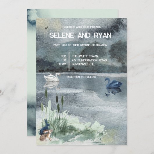 Bodenlandschap met zwanenweddenschap kaart (Voorkant / Achterkant)