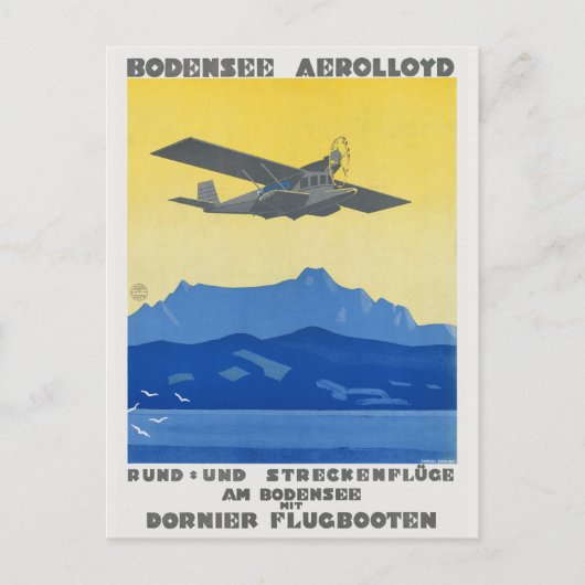 Bodensee Aerolloyd Vintage Poster 1925 Briefkaart (Voorkant)