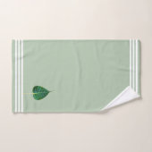Bodhi-blad & drie strepen op lauriergroen bad handdoek (Handdoek)
