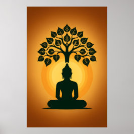 Bodhi Boom Buddha-meditatiekunst - Zen-spirituele  Poster