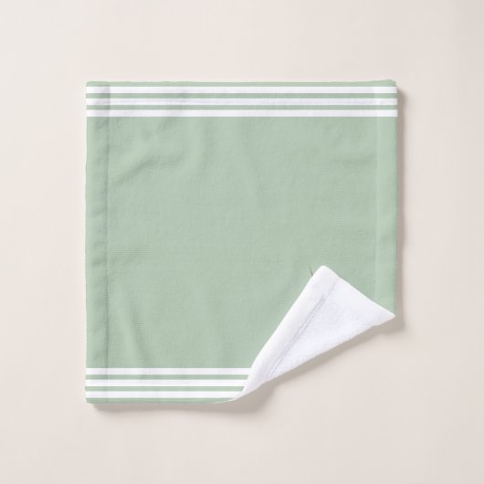 Bodhi Leaf & Three Stripes op Laurel Green Bad Handdoek (Wasdoekje)
