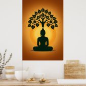 Bodhi Tree Buddha Meditation Art - Zen Spiritual E Poster (Keuken)