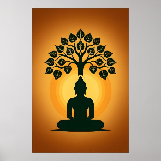 Bodhi Tree Buddha Meditation Art - Zen Spiritual E Poster (Voorkant)