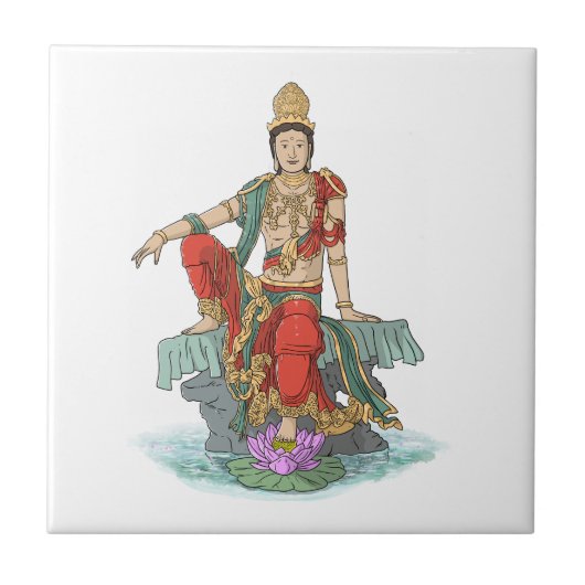 Bodhisattva van Compassion keramische tegel Tegeltje (Voorkant)