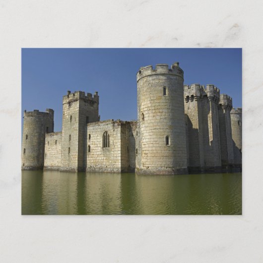 Bodiam Castle (1385), gereflecteerd in mot, Oost Briefkaart (Voorkant)