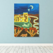 Bodiam Castle naar Moonlight 2010 Canvas Afdruk (Insitu (Houten vloer))