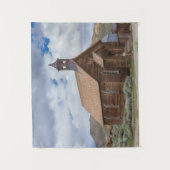 Bodie Ghost Stewn Church Cloudy Skies Wandkleed (Voorkant)