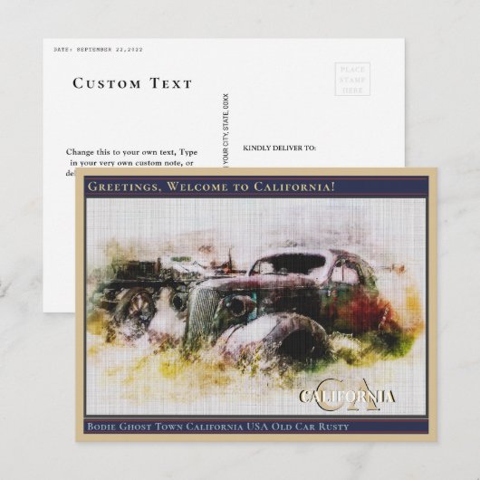 Bodie Ghost Town California USA Old Car Rusty Pos Briefkaart (Voorkant / Achterkant)