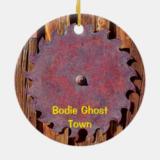 Bodie Ghost Town, Rustieke Antiek Keramisch Ornament (Achterkant)