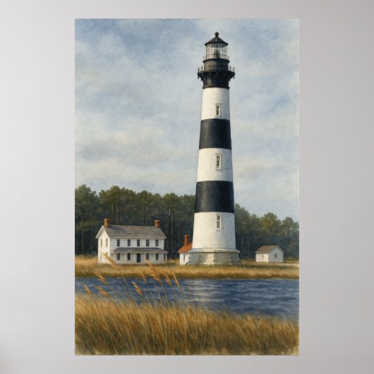Bodie Island Lighthouse Aquarel Poster (Voorkant)
