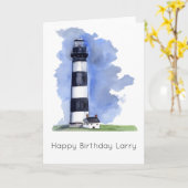Bodie Island Lighthouse gepersonaliseerde Verjaard Kaart (Gele Bloem)