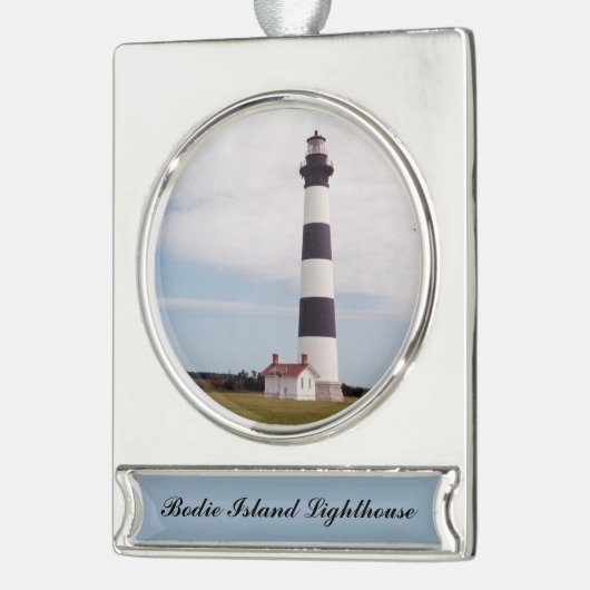Bodie Island Lighthouse Verzilverd Banner Ornament (Links)