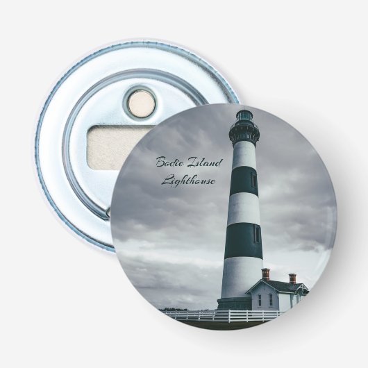Bodie Island Lighthouse zwart-wit Button Flesopener (Voorkant)