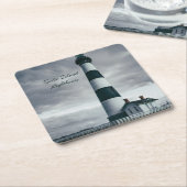 Bodie Island Lighthouse zwart-wit Kartonnen Onderzetters (Schuin)