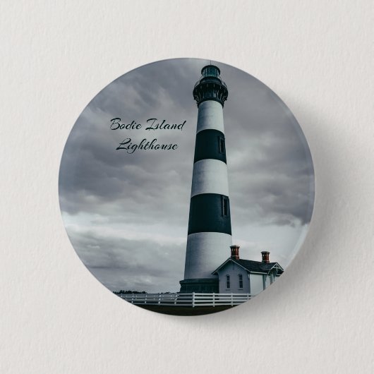 Bodie Island Lighthouse zwart-wit Ronde Button 5,7 Cm (Voorkant)