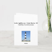 Bodie Lighthouse Buitenste Banks NC Note Kaart (Achterkant)