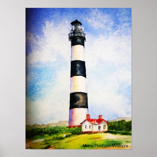 Bodie Lighthouse  watercolor by Mary Dunham Walter Poster (Voorkant)