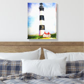 Bodie Lighthouse waterverf van Mary Dunham Walter Canvas Afdruk (Insitu (Slaapkamer))