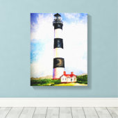 Bodie Lighthouse waterverf van Mary Dunham Walter Canvas Afdruk (Insitu (Houten vloer))