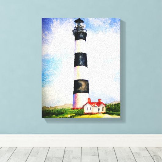 Bodie Lighthouse waterverf van Mary Dunham Walter Canvas Afdruk (Insitu (Houten vloer))