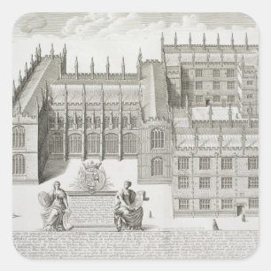 Bodleian Library, Oxford, van 'Oxonia Illustrata' Vierkante Sticker