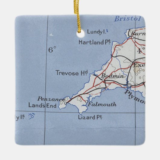 Bodmin Cornwall kaart Keramisch Ornament (Voorkant)
