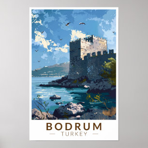Bodrum Kasteel Turkije Reizen Kunst Vintage Poster