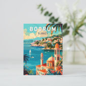 Bodrum Turkije Reizen Kunst Vintage Briefkaart (Staand voorkant)
