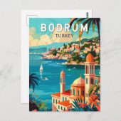 Bodrum Turkije Reizen Kunst Vintage Briefkaart (Voorkant / Achterkant)