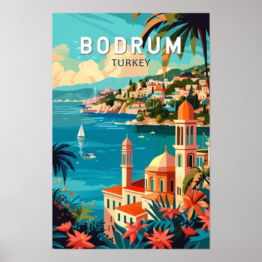 Bodrum Turkije Reizen Kunst Vintage Poster (Voorkant)