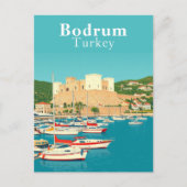 Bodrum, Turkije Retro Art Briefkaart (Voorkant)