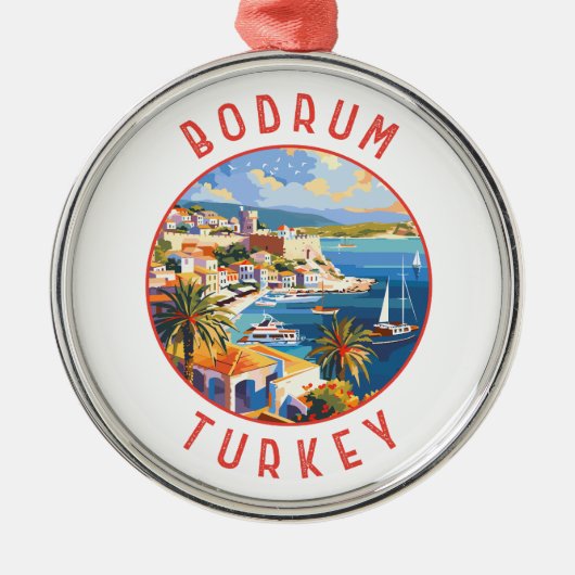 Bodrum Turkije Retro Noodlijdende Cirkel Metalen Ornament (Voorkant)