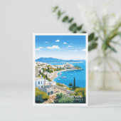 Bodrum Turkije vintage reisillustratie Briefkaart (Staand voorkant)