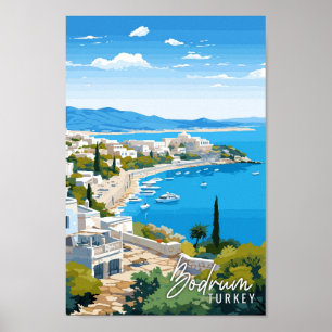 Bodrum Turkije vintage reisillustratie Poster