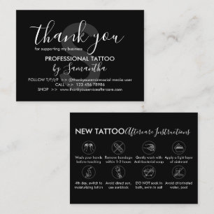 Body Art Nazorg Instructies Tattoo Bedankt Visitekaartje