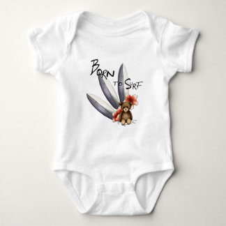 Body baby blanc "Born to surf", knoopjes en bloeme Romper
