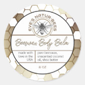 Body Balm Honingraat Bij Gouden Lippenbalsem Dop L Ronde Sticker (Voorkant)