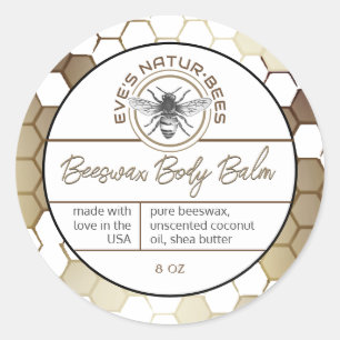 Body Balm Honingraat Bij Gouden Lippenbalsem Dop L Ronde Sticker