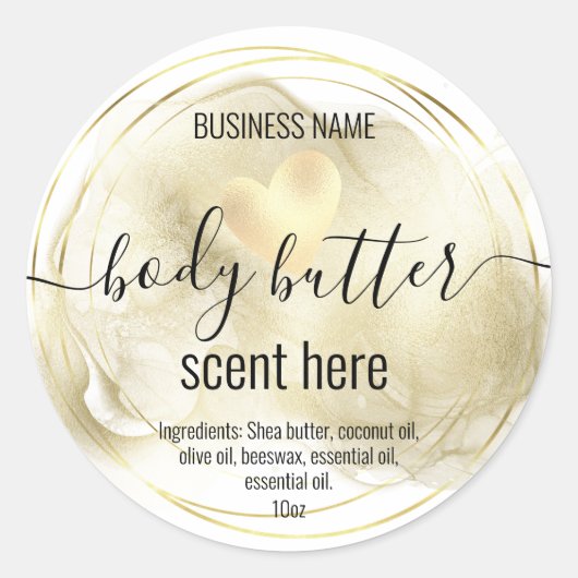body boter gold modern productlabel ronde sticker (Voorkant)