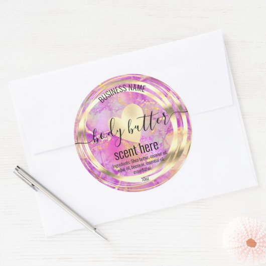 body boter paars modern productlabel toevoegen log ronde sticker (Envelop)