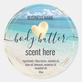 body boter zomer modern productlabel strand ronde sticker