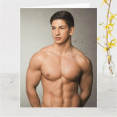 Body Builder Bulges Hot Guy Groetjes Kaart (Gele Bloem)