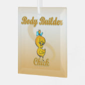 Body Builder Chick Glas Ornament (Voorkant links)
