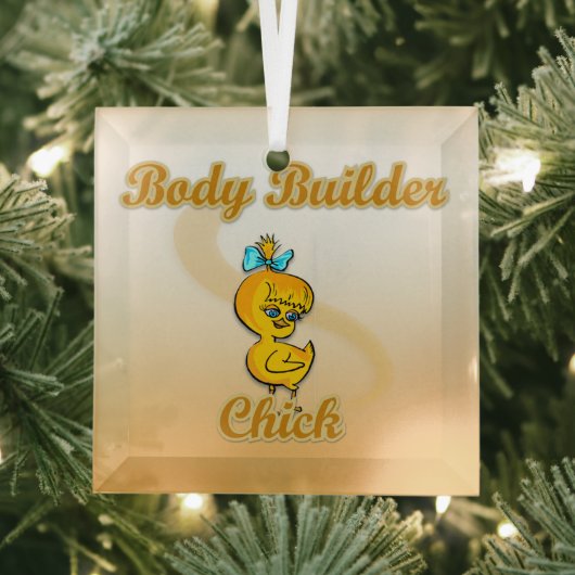 Body Builder Chick Glas Ornament (Insitu)
