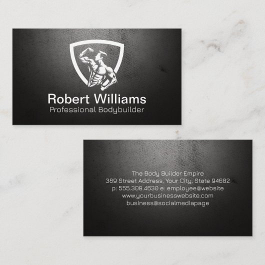 Body Builder Flexing in Pose Visitekaartje (Voorkant / Achterkant)