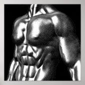 Body Builder Mans Torso Drawing Poster (Voorkant)