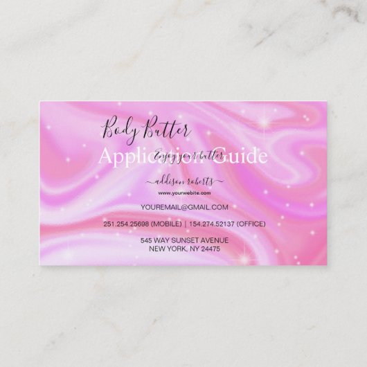 Body Butter Application Guide Colorful Glam Visitekaartje (Achterkant)